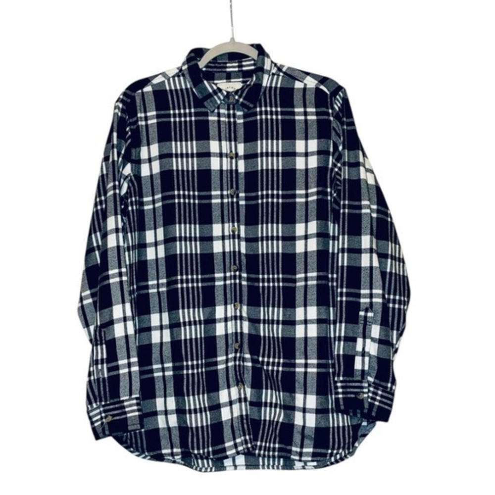Jachs Boyfriend New York Black & White Buffalo Plaid Button Down Flannel Shirt